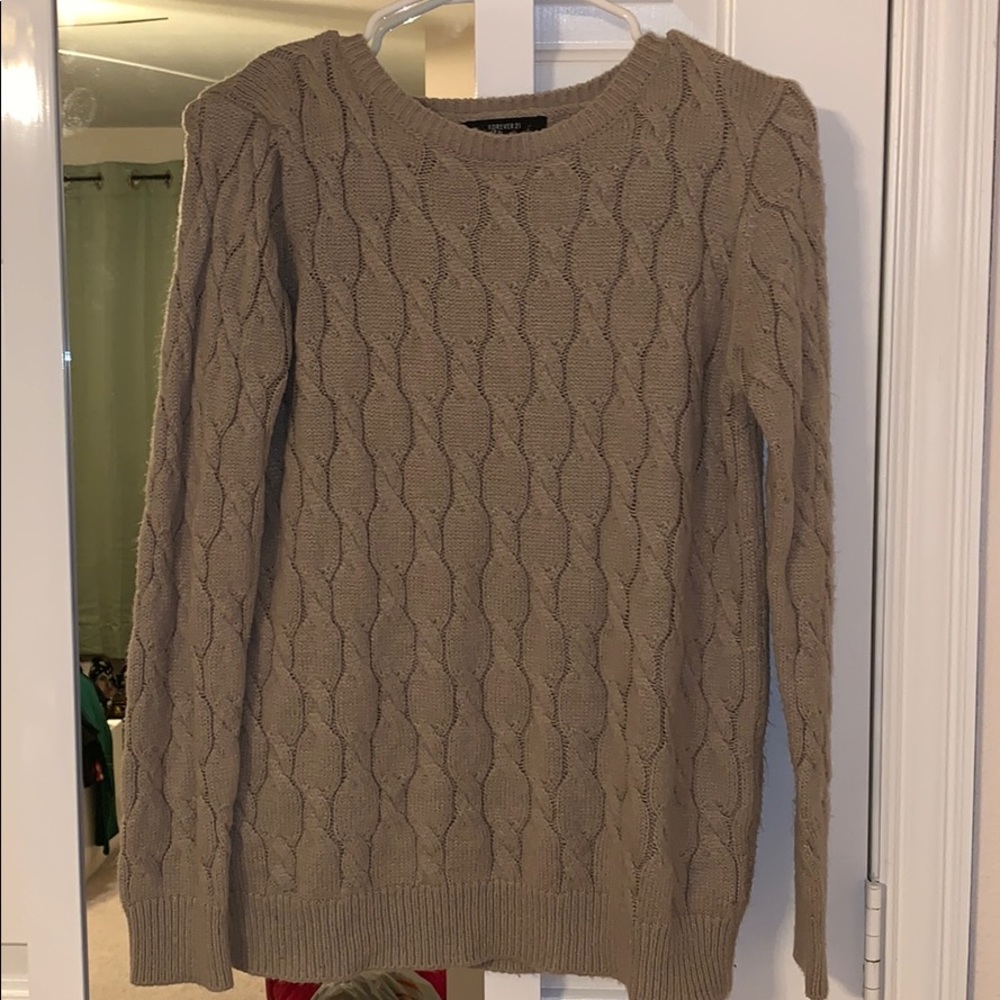 Beige Cable Knit Sweater